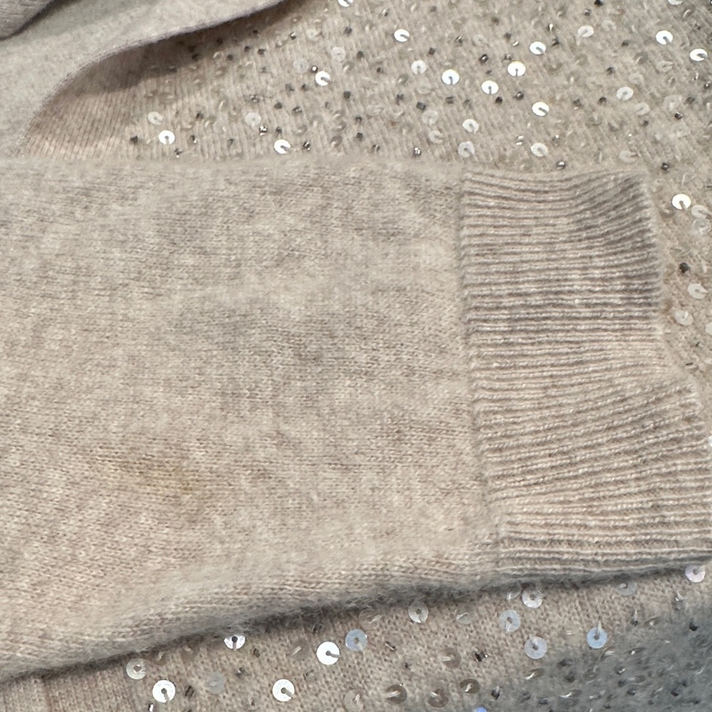 Talbots Lambswool Angora Blend Sparkling Beige Cardigan - Picture 8 of 8